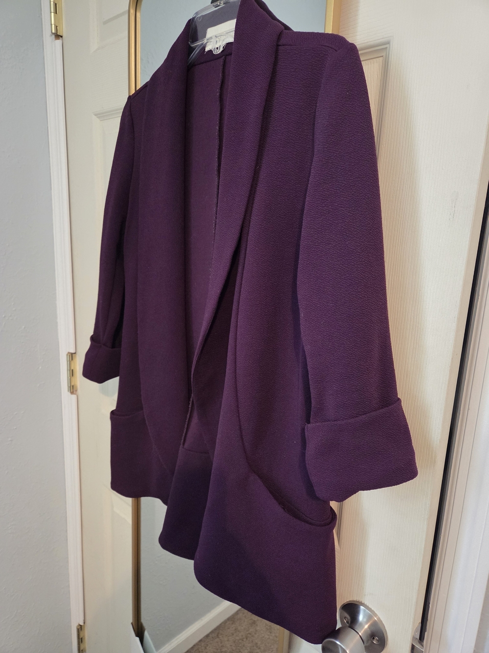 Plum Open-Front Shawl Collar Blazer-M - Picture 4 of 4